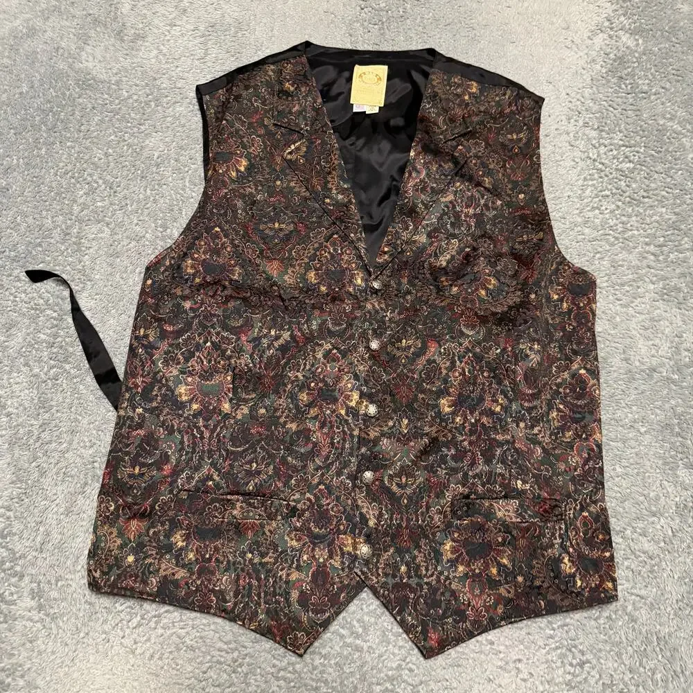 WAH Maker by Frontier Clothing Vintage Paisley Vest Mens XLT Western USA